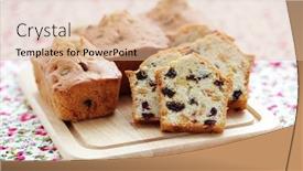  Presentation with sweet - Audience pleasing slides consisting of homemade-small-fruitcakes-sweet-food backdrop and a  colored foreground