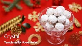  Presentation with snowball - Theme with homemade-snowball-cookies-mexican-wedding background and a crimson colored foreground