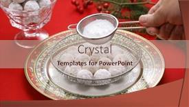  Presentation with snowball - Presentation theme featuring homemade-snowball-cookies-mexican-wedding background and a coral colored foreground