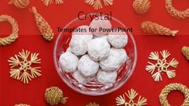  Presentation with snowball - PPT theme consisting of homemade-snowball-cookies-mexican-wedding background and a red colored foreground