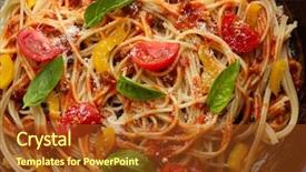  Presentation with spaghetti - Beautiful slides featuring homemade spaghetti bolognese on pan close-up backdrop and a tawny brown colored foreground
