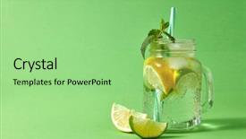  Presentation with lemon lime - Amazing theme having homemade sparkling cocktail with ice backdrop and a seafoam green colored foreground