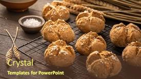  Presentation with salt - PPT theme with homemade-spelt-bread-rolls background and a tawny brown colored foreground