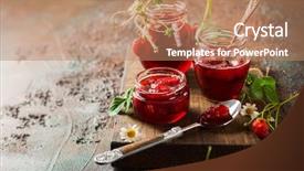  Presentation with rustic healthy - Amazing presentation design having homemade strawberry jam in glass backdrop and a coral colored foreground
