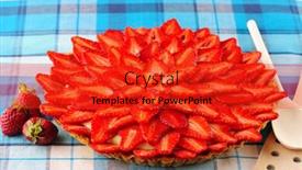  Presentation with strawberry - Amazing slide set having homemade-strawberry-tart-on-table backdrop and a red colored foreground