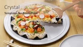  Presentation with toronto - Presentation theme with homemade-sushi-pizza-creative-sushi background and a coral colored foreground