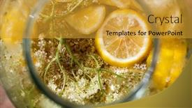  Presentation with syrup - Slide set consisting of homemade-syrup-of-elderberry-flowers background and a gold colored foreground