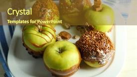  Presentation with napkin - Colorful presentation design enhanced with halloween candy composition - homemade taffy apples on napkin backdrop and a tawny brown colored foreground