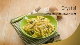  Presentation with sage - Slide set having homemade tagliatelle with butter sage and parmesan cheese background and a lemonade colored foreground
