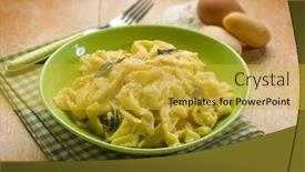 Presentation with sage - Colorful slide deck enhanced with homemade tagliatelle with butter sage and parmesan cheese selective focus backdrop and a gold colored foreground