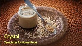  Presentation with seeds - Colorful slide deck enhanced with homemade tahini with sesame backdrop and a tawny brown colored foreground