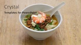  Presentation with noodle - Presentation theme with homemade-taiwanese-danzai-noodle-soup background and a soft green colored foreground