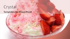  Presentation with strawberries - Presentation theme with homemade-taiwanese-snow-shaved-ice background and a coral colored foreground
