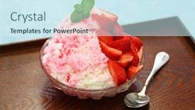  Presentation with ice - Colorful PPT theme enhanced with homemade-taiwanese-snow-shaved-ice backdrop and a cool aqua colored foreground