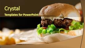  Presentation with burger fries - Slides featuring homemade tasty burger and french background and a tawny brown colored foreground