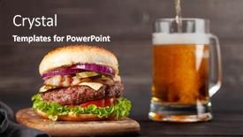  Presentation with burger - PPT layouts having homemade-tasty-burger background and a dark gray colored foreground