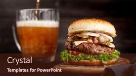  Presentation with burger - Slide deck featuring homemade-tasty-burger background and a wine colored foreground