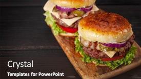  Presentation with burgers - Colorful PPT theme enhanced with homemade-tasty-burgers backdrop and a tawny brown colored foreground