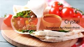  Presentation with potato chips - Presentation theme with homemade tasty burrito with vegetables background and a red colored foreground