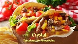  Presentation with potato chips - Presentation design featuring homemade tasty burrito with vegetables background and a tawny brown colored foreground