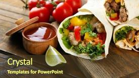  Presentation with food potato chips crisps snacks - Presentation theme with homemade tasty burritos with vegetables background and a tawny brown colored foreground