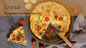  Presentation with tomato - PPT theme with homemade-tomato-and-courgette-quiche background and a gold colored foreground