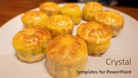  Presentation with chinese food - Slide set consisting of homemade-traditional-chinese-food background and a coral colored foreground