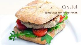  Presentation with burger - Theme with homemade-turkey-burger-with-cherry background and a cream colored foreground