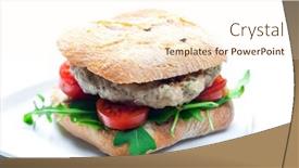  Presentation with burger - PPT theme with homemade-turkey-burger-with-cherry background and a cream colored foreground