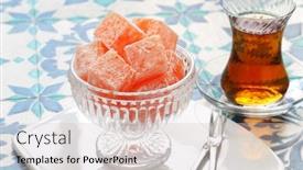  Presentation with turkish - Slides featuring homemade-turkish-delight-lokum-rose background and a soft green colored foreground