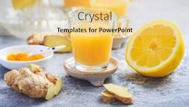  Presentation with immune system - Presentation design having homemade-turmeric-lemon-ginger-shots background and a  colored foreground