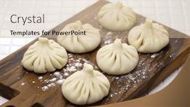  Presentation with olive - PPT theme consisting of homemade-unboiled-khinkali background and a soft green colored foreground