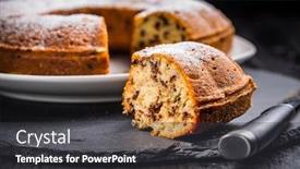  Presentation with bundt - Colorful slide set enhanced with homemade-vegan-banana-cake-baked backdrop and a dark gray colored foreground