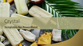  Presentation with healthy snack - PPT layouts enhanced with homemade-vegan-popsicles-made background and a mint green colored foreground