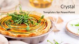  Presentation with wooden - Beautiful PPT theme featuring homemade vegetable tart with carrot backdrop and a yellow colored foreground