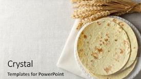 Presentation with whole wheat flour - Presentation design with homemade whole wheat flour tortilla background and a soft green colored foreground