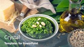  Presentation with garlic - PPT layouts with homemade-wild-garlic-pesto background and a gray colored foreground