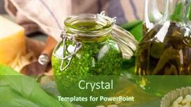  Presentation with garlic - Presentation theme enhanced with homemade-wild-garlic-pesto background and a tawny brown colored foreground