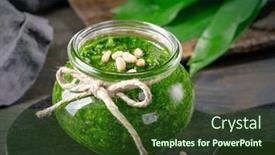  Presentation with garlic - PPT layouts featuring homemade-wild-garlic-pesto background and a tawny brown colored foreground