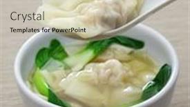  Presentation with soup - Presentation theme enhanced with homemade-wonton-soup-with-bok background and a soft green colored foreground