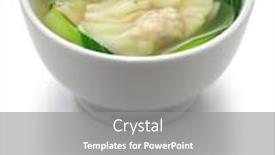  Presentation with dumpling - Amazing PPT theme having homemade-wonton-soup-with-bok backdrop and a gray colored foreground