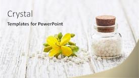  Presentation with homeopathic - Audience pleasing PPT theme consisting of homeopathic-helidonium-globules-with-helidonium backdrop and a sky blue colored foreground