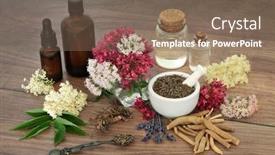  Presentation with ashwagandha - PPT layouts with homeopathic-herbal-plant-medicine-preparation background and a violet colored foreground