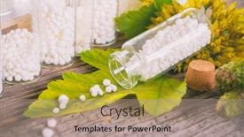  Presentation with homeopathic - Beautiful PPT layouts featuring homeopathic-lactose-sugar-globules backdrop and a coral colored foreground