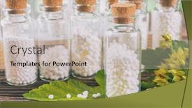  Presentation with homeopathic - Slide deck with homeopathic-lactose-sugar-globules background and a soft green colored foreground