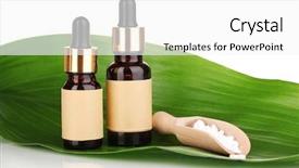  Presentation with tablets wood table tablet white - Cool new slide deck with homeopathy - medicine bottle with tablets backdrop and a white colored foreground