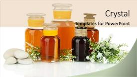  Presentation with homeopathy - Slide deck with sad mother with a son background and a gold colored foreground.