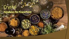  Presentation with homeopathy - Cool new slide set with homeopathy-herbal-medicine-on-wooden backdrop and a tawny brown colored foreground