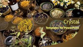  Presentation with homeopathy - Amazing slide set having homeopathy-herbal-medicine-on-wooden backdrop and a tawny brown colored foreground