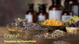  Presentation with homeopathy - Slide set with homeopathy-herbal-medicine-on-wooden background and a tawny brown colored foreground